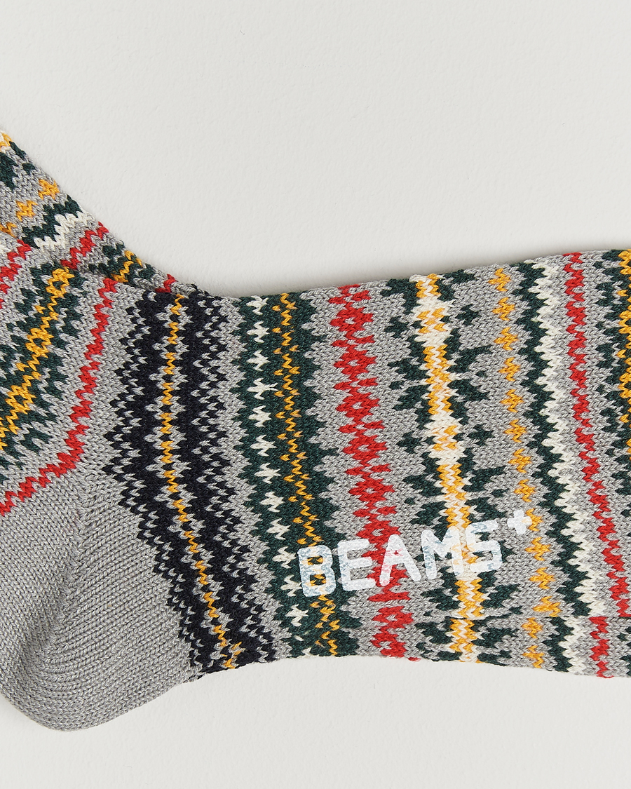 Heren | Ondergoed | BEAMS PLUS | Fair Isle Socks Grey