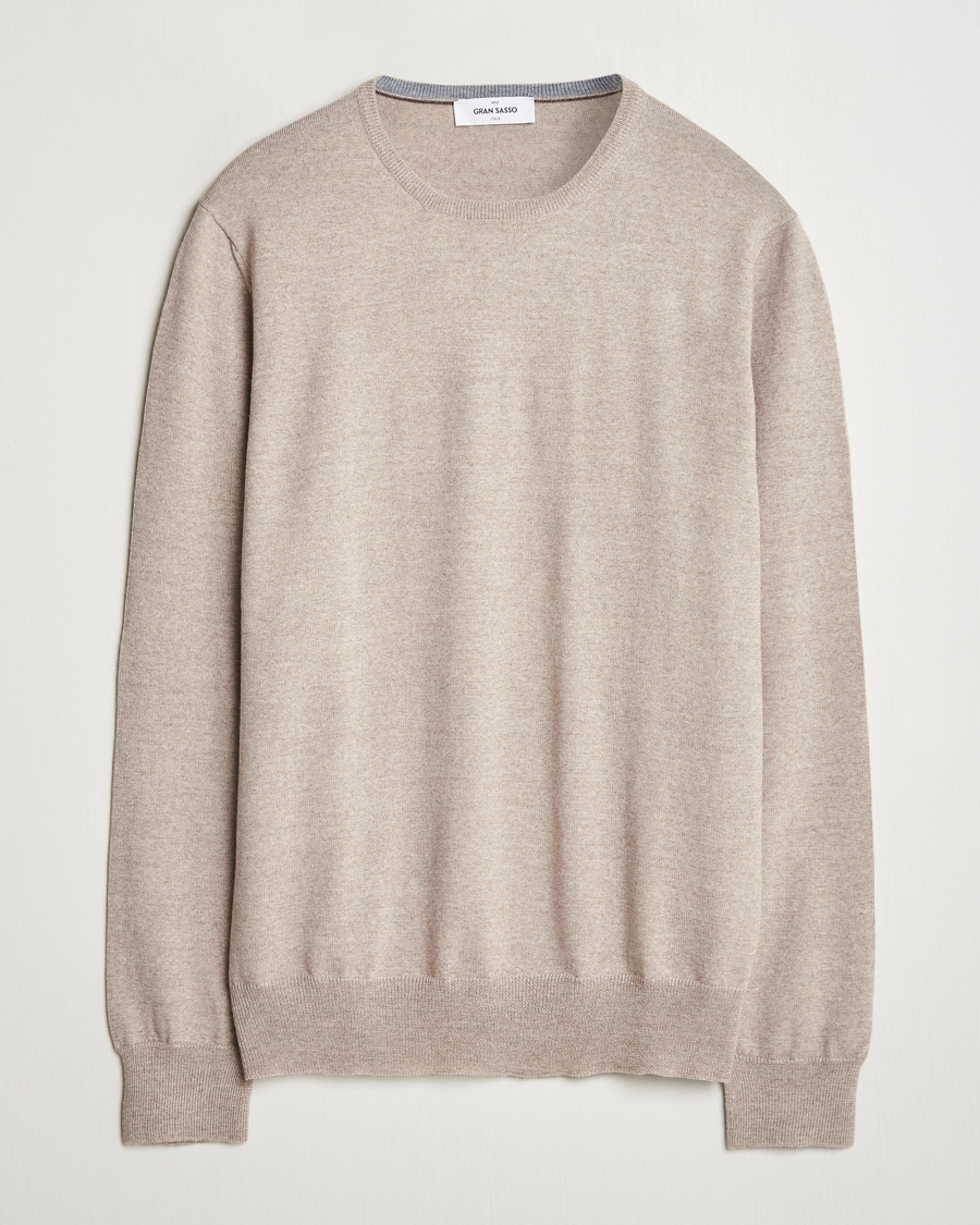 Heren | Truien | Gran Sasso | Merino Fashion Fit Crew Neck Pullover Light Beige