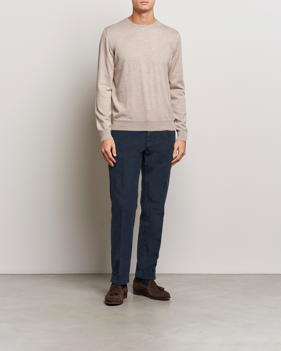 Heren | Truien | Gran Sasso | Merino Fashion Fit Crew Neck Pullover Light Beige