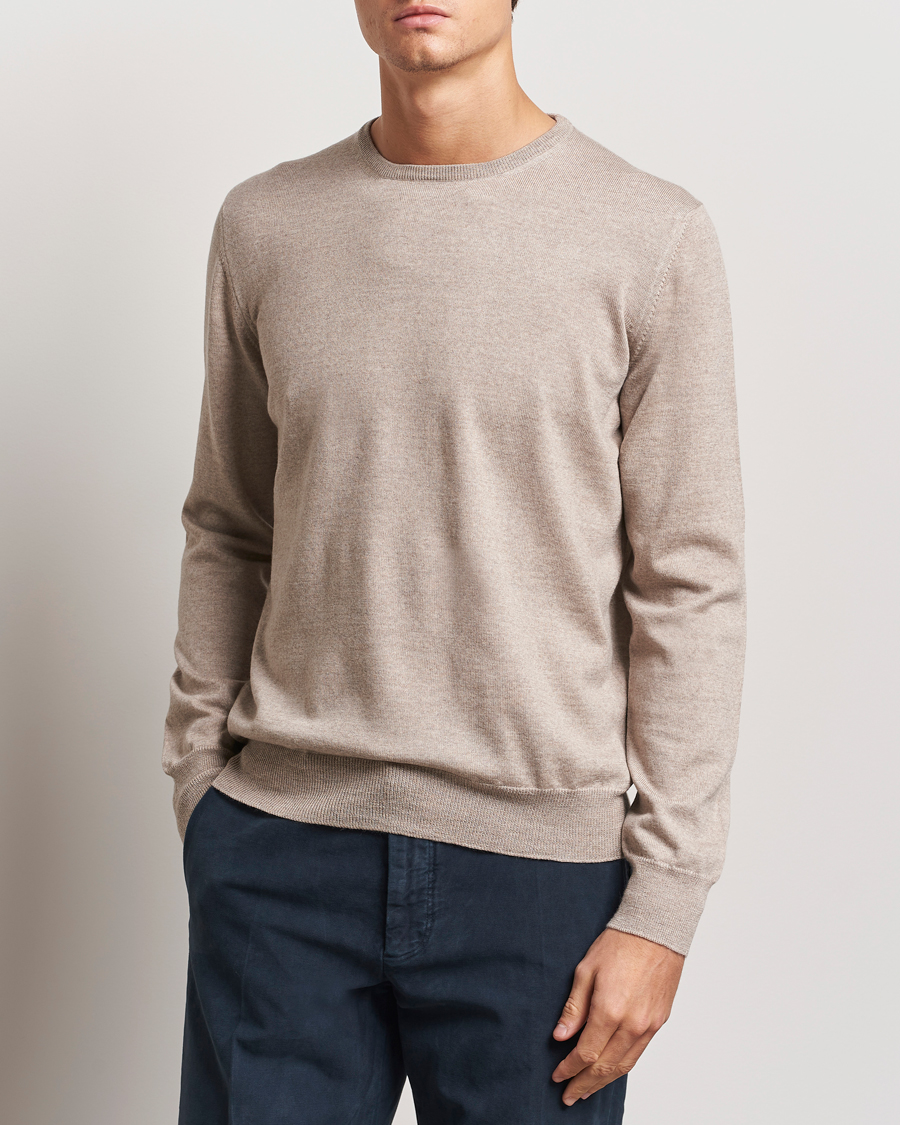 Heren | Truien | Gran Sasso | Merino Fashion Fit Crew Neck Pullover Light Beige