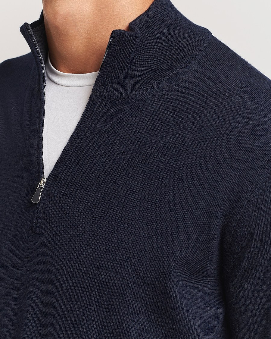 Heren | Truien | Gran Sasso | Merino Fashion Fit Half Zip Navy