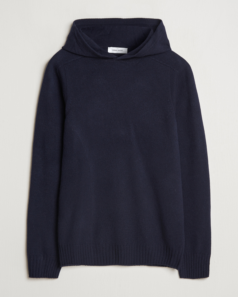 Heren | Truien | Gran Sasso | Wool Hoodie Navy