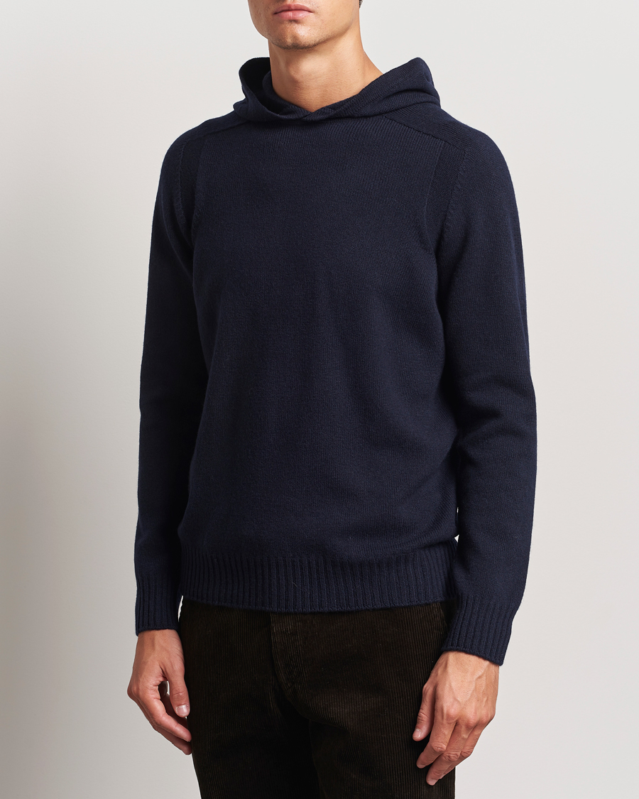 Heren | Truien | Gran Sasso | Wool Hoodie Navy