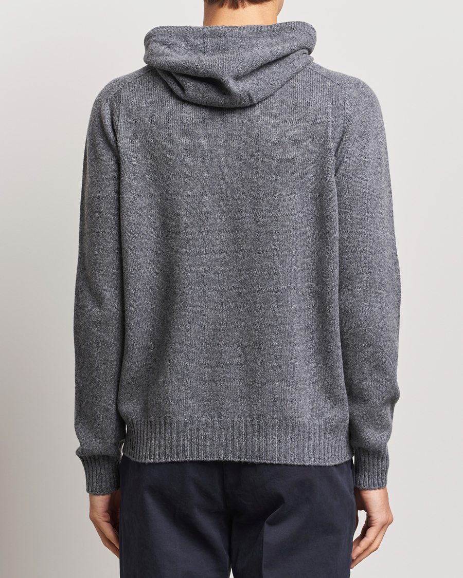 Heren | Truien | Gran Sasso | Full Zip Wool Hoodie Grey Melange