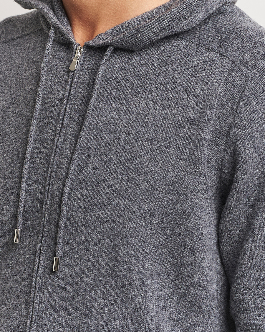 Heren | Truien | Gran Sasso | Full Zip Wool Hoodie Grey Melange