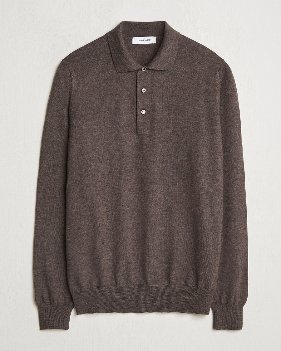 Heren | Truien | Gran Sasso | Merino Fashion Fit Polo Brown