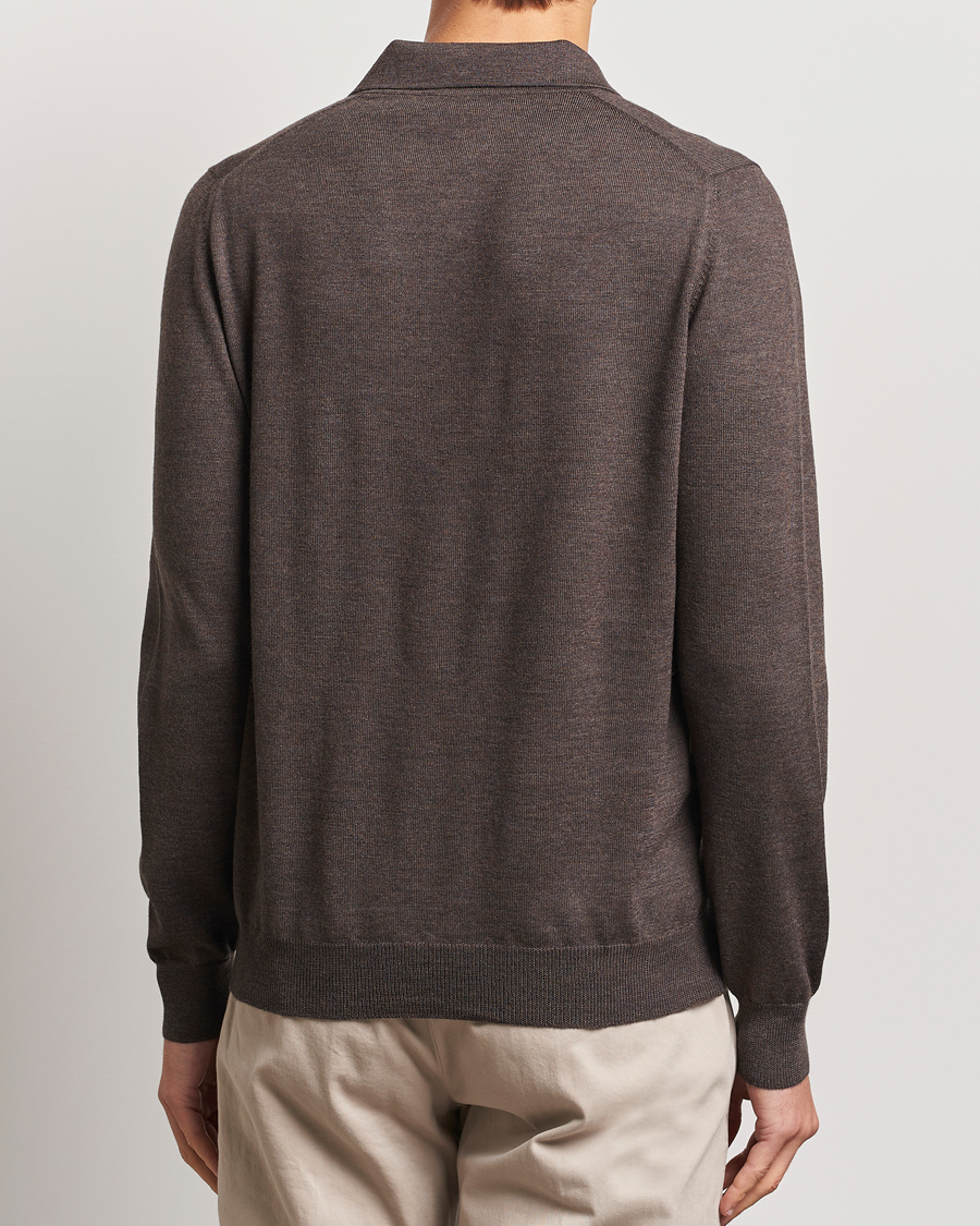 Heren | Truien | Gran Sasso | Merino Fashion Fit Polo Brown