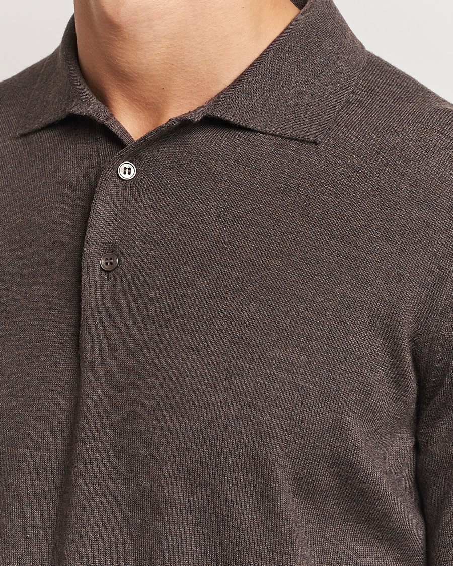 Heren | Truien | Gran Sasso | Merino Fashion Fit Polo Brown