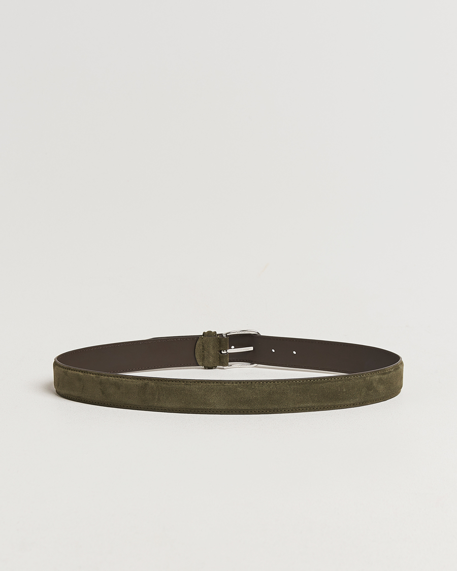 Heren | Riemen | Anderson's | Suede 3,5 cm Belt Green