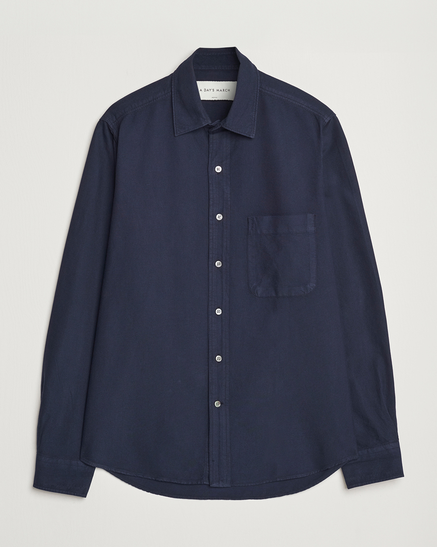 Heren | Overhemden | A Day's March | Mason Dyed Oxford Shirt Navy