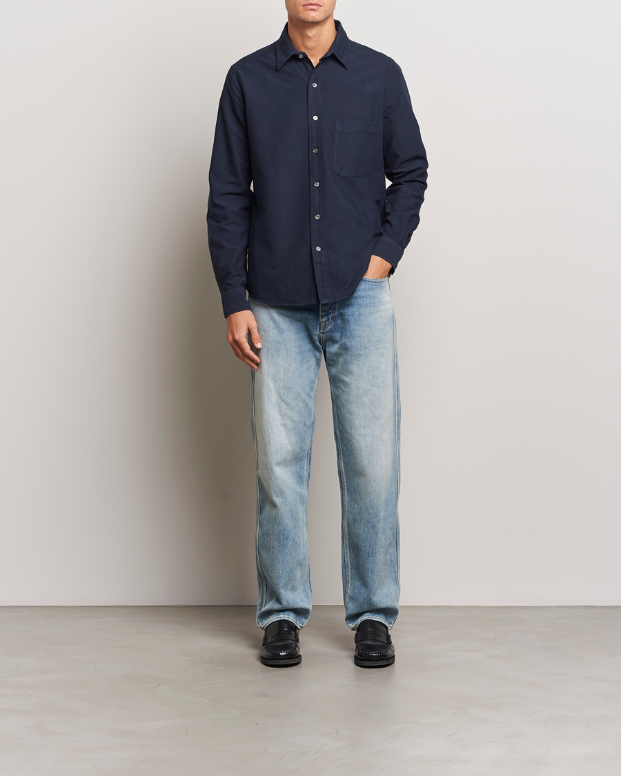 Heren | Overhemden | A Day's March | Mason Dyed Oxford Shirt Navy