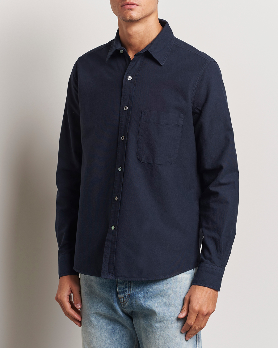 Heren | Overhemden | A Day's March | Mason Dyed Oxford Shirt Navy
