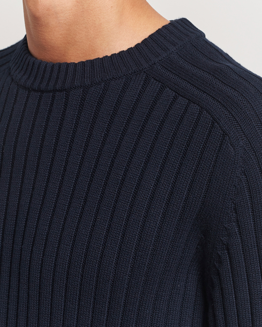 Heren | Truien | A Day's March | Elmer Cotton Knit Sweater Navy
