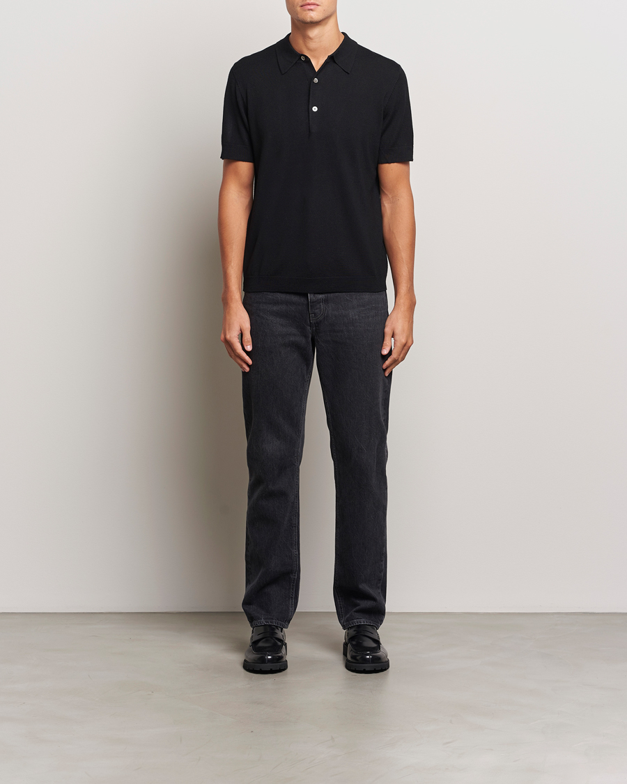 Heren | Polo's | A Day's March | Rosehall Short Sleeve Merino Polo Black