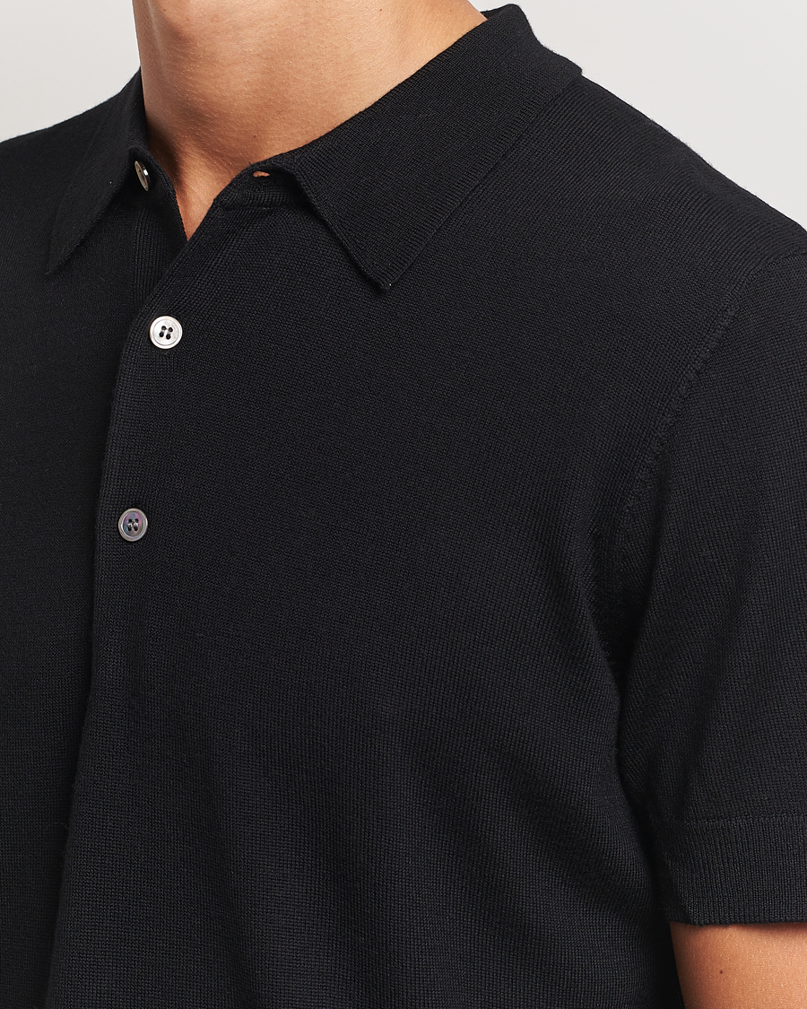Heren | Polo's | A Day's March | Rosehall Short Sleeve Merino Polo Black