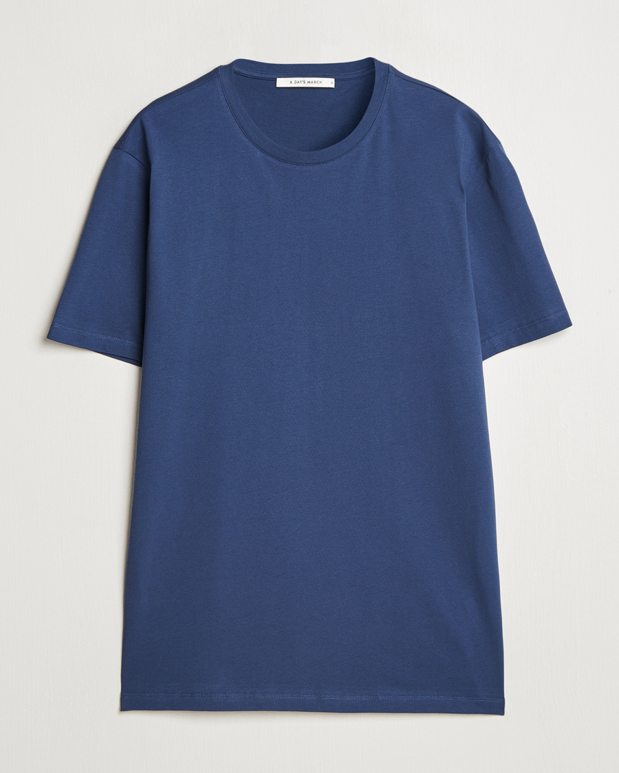 Heren | T-shirts | A Day's March | Midweight T-Shirt Brewers Blue