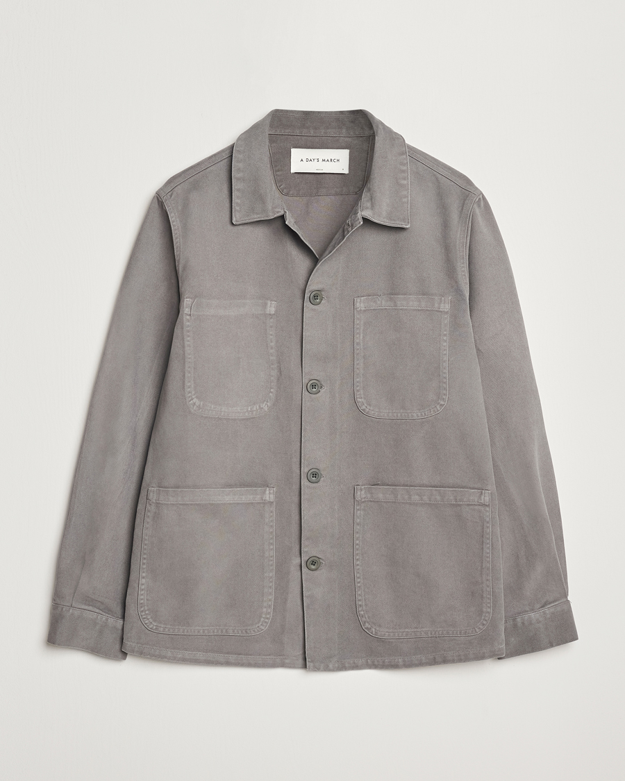 Heren | Overhemden | A Day's March | Algot Cotton Lyocell Overshirt Grey