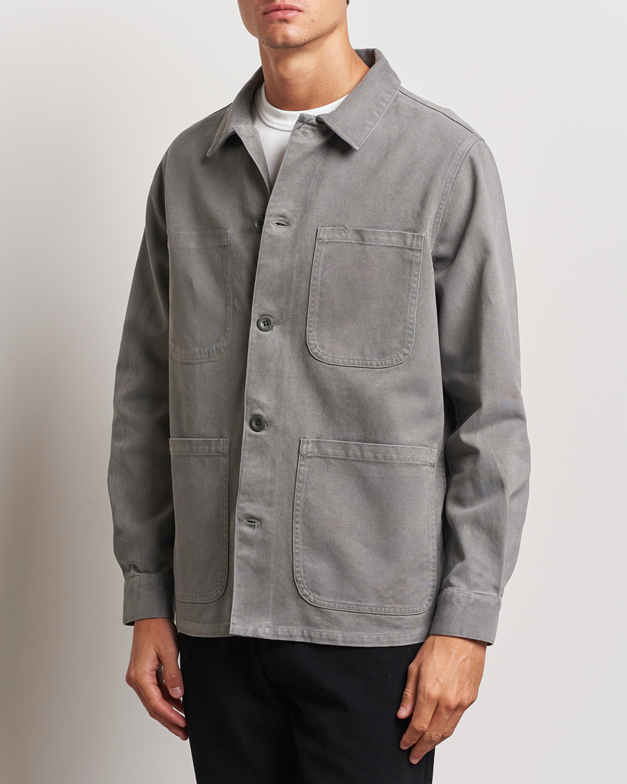 Heren | Overhemden | A Day's March | Algot Cotton Lyocell Overshirt Grey
