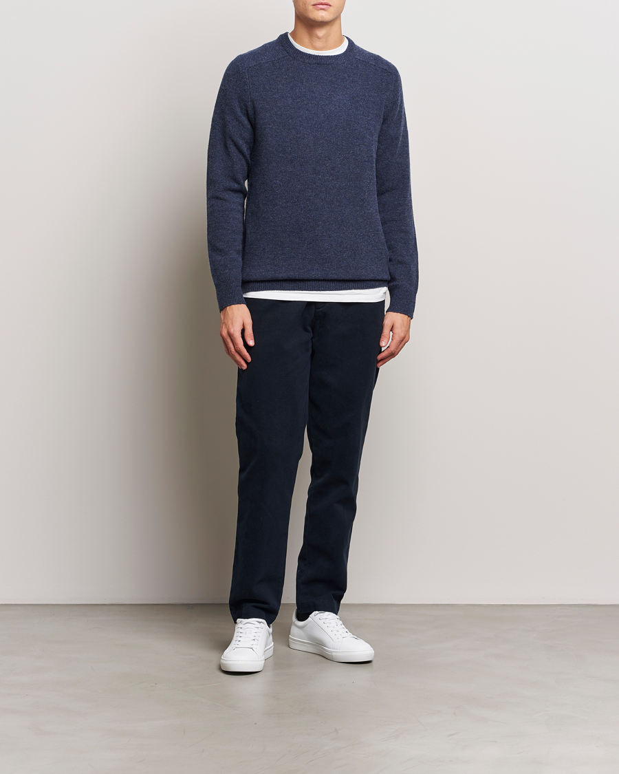 Heren | Truien | A Day's March | Brodick Lambswool Sweater Navy