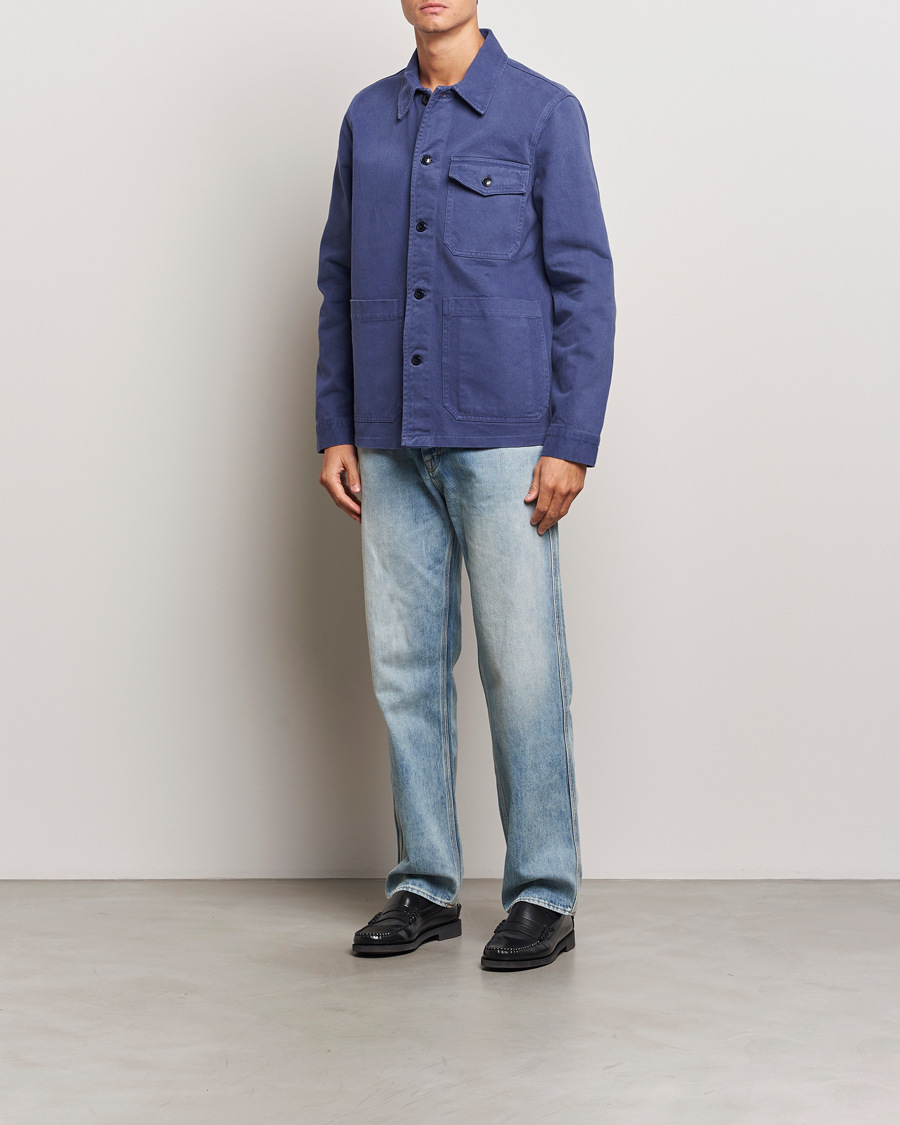Heren | Overhemden | A Day's March | Patch Pocket Sturdy Twill Overshirt Brewers Blue