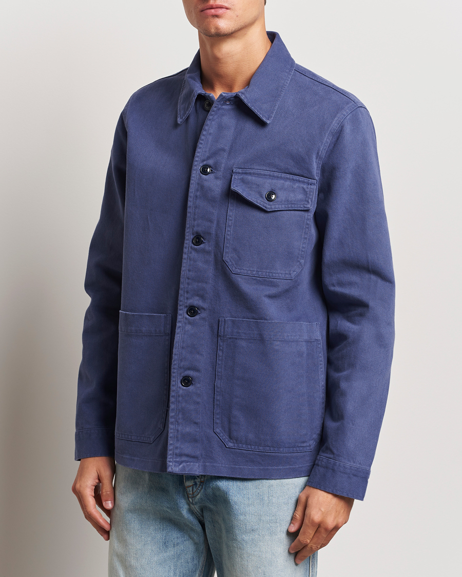 Heren | Overhemden | A Day's March | Patch Pocket Sturdy Twill Overshirt Brewers Blue