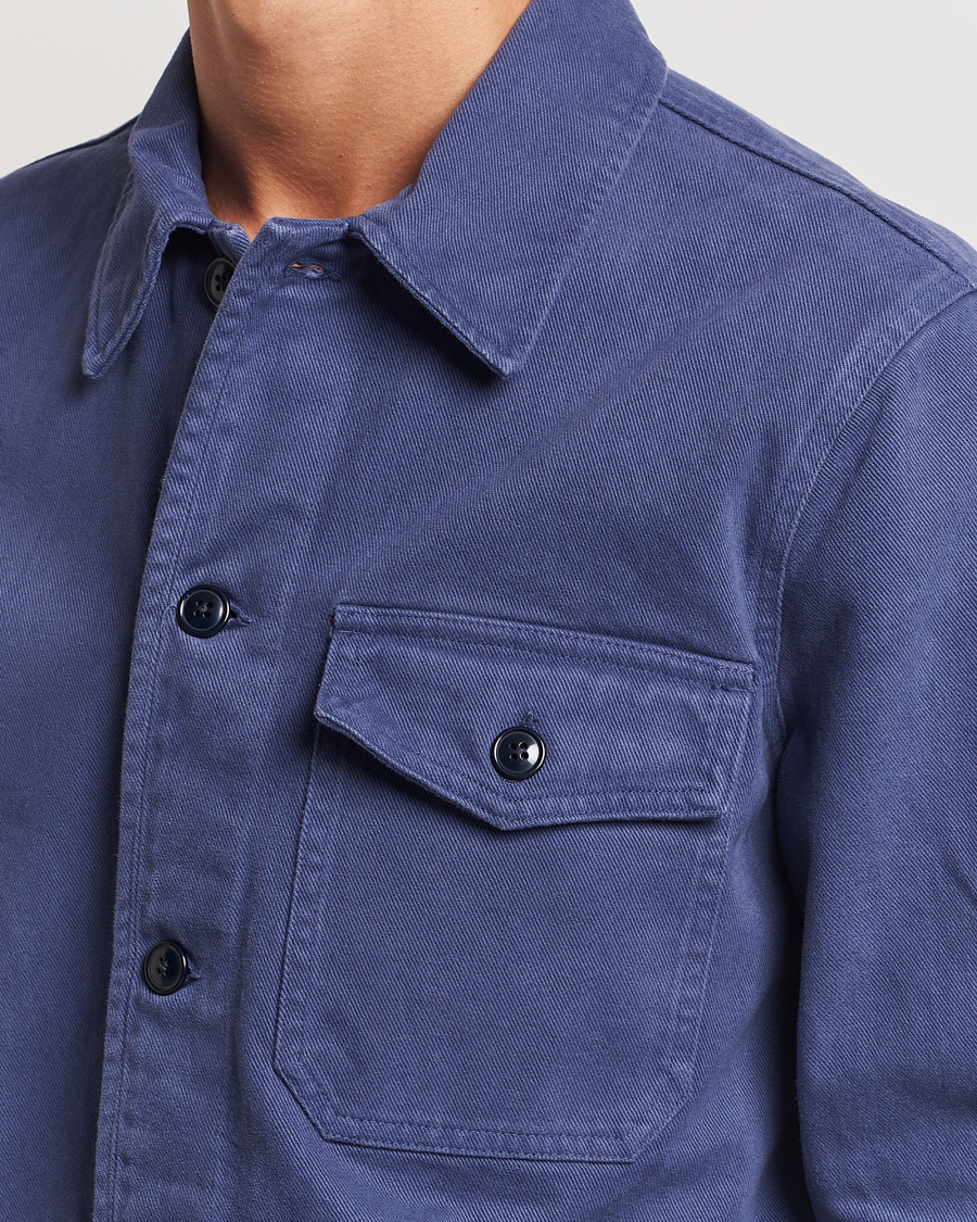 Heren | Overhemden | A Day's March | Patch Pocket Sturdy Twill Overshirt Brewers Blue