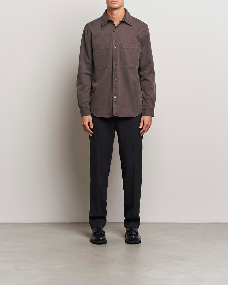 Heren | Overhemden | A Day's March | Farleigh Lyocell Shirt Chocolate