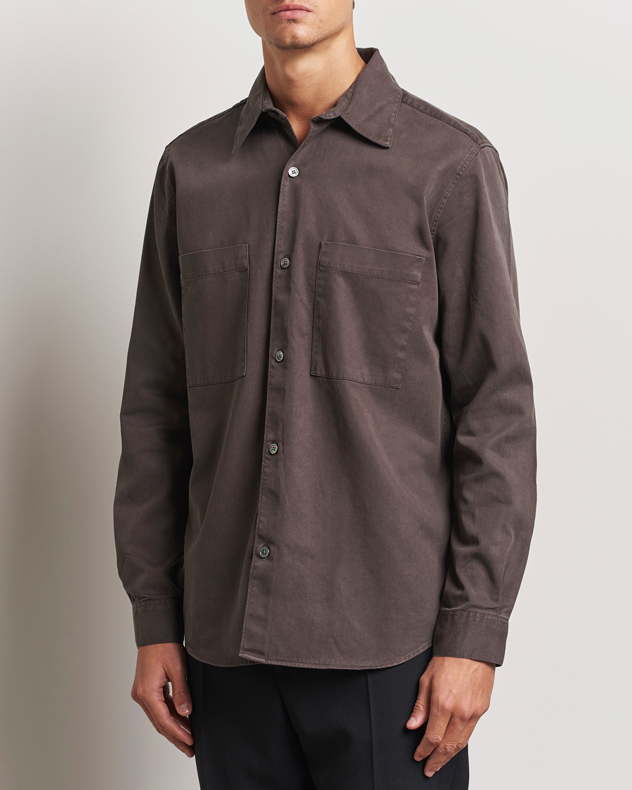 Heren | Overhemden | A Day's March | Farleigh Lyocell Shirt Chocolate