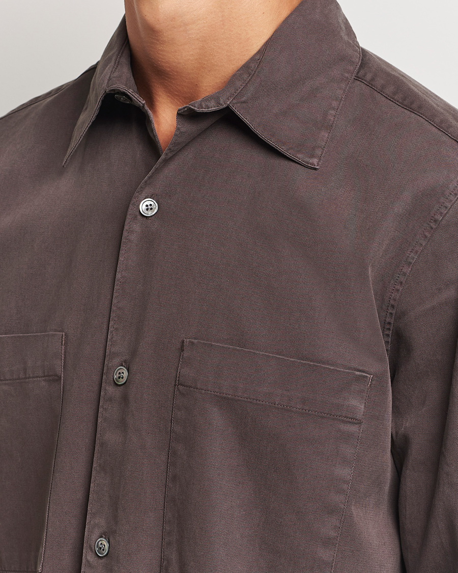Heren | Overhemden | A Day's March | Farleigh Lyocell Shirt Chocolate
