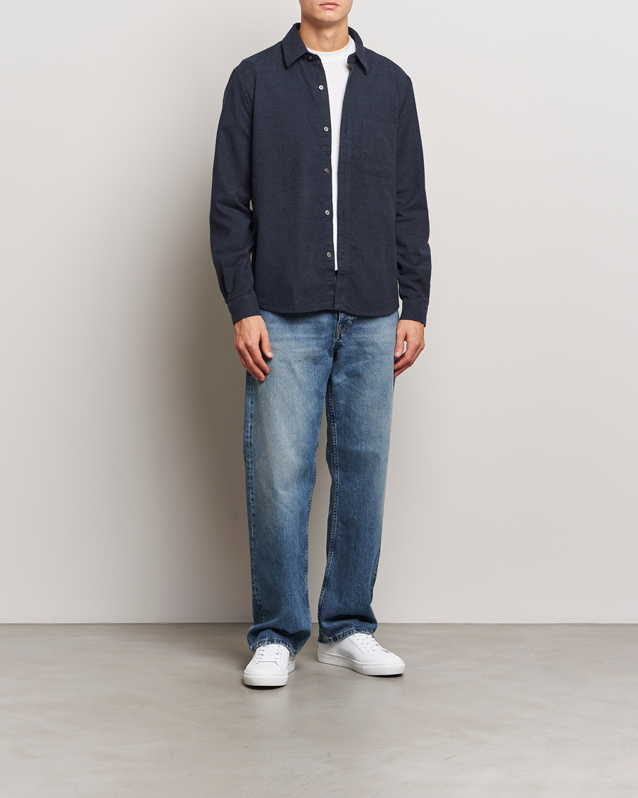 Heren | Overhemden | A Day's March | Newark Flannel Shirt Navy