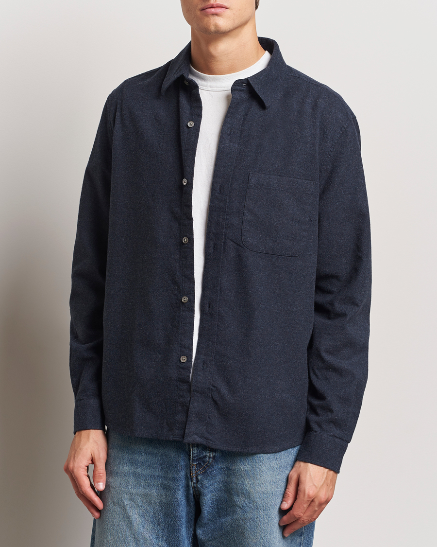 Heren | Overhemden | A Day's March | Newark Flannel Shirt Navy
