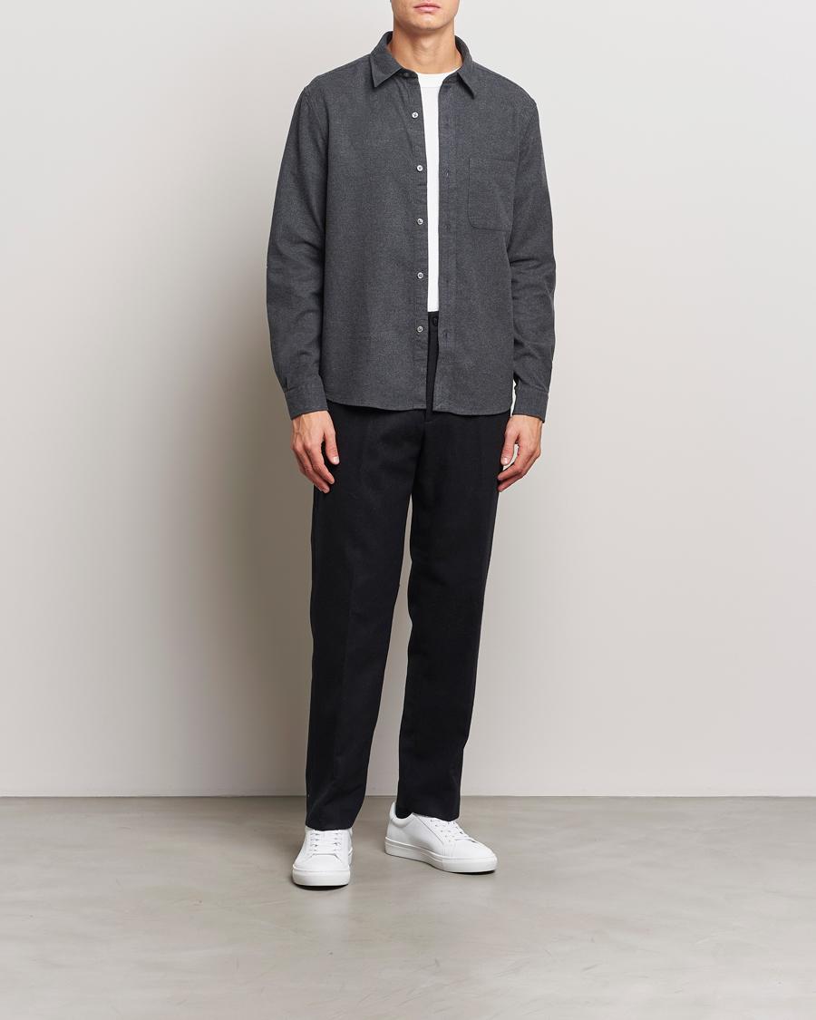 Heren | Overhemden | A Day's March | Newark Flannel Shirt Charcoal