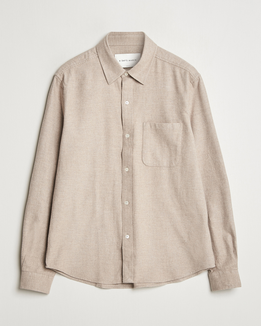Heren | Overhemden | A Day's March | Newark Flannel Shirt Sand Melange