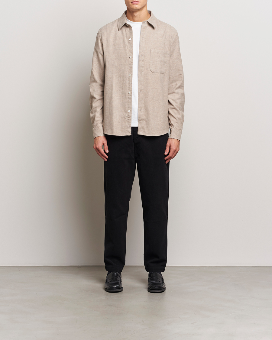 Heren | Overhemden | A Day's March | Newark Flannel Shirt Sand Melange