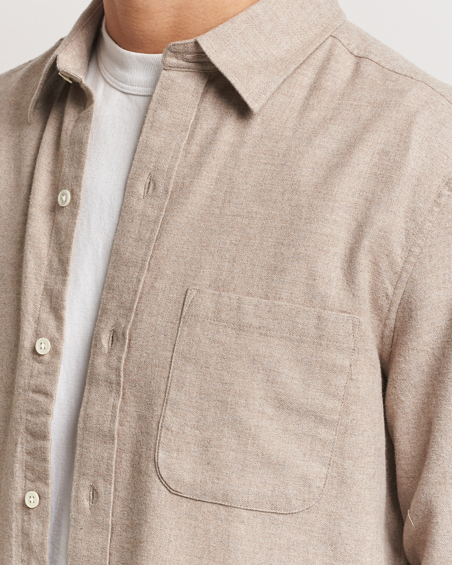 Heren | Overhemden | A Day's March | Newark Flannel Shirt Sand Melange