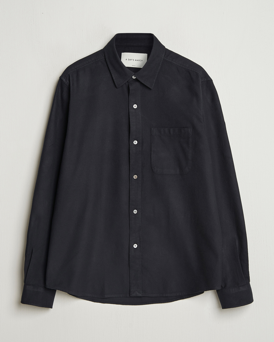 Heren | Overhemden | A Day's March | Newark Flannel Shirt Black