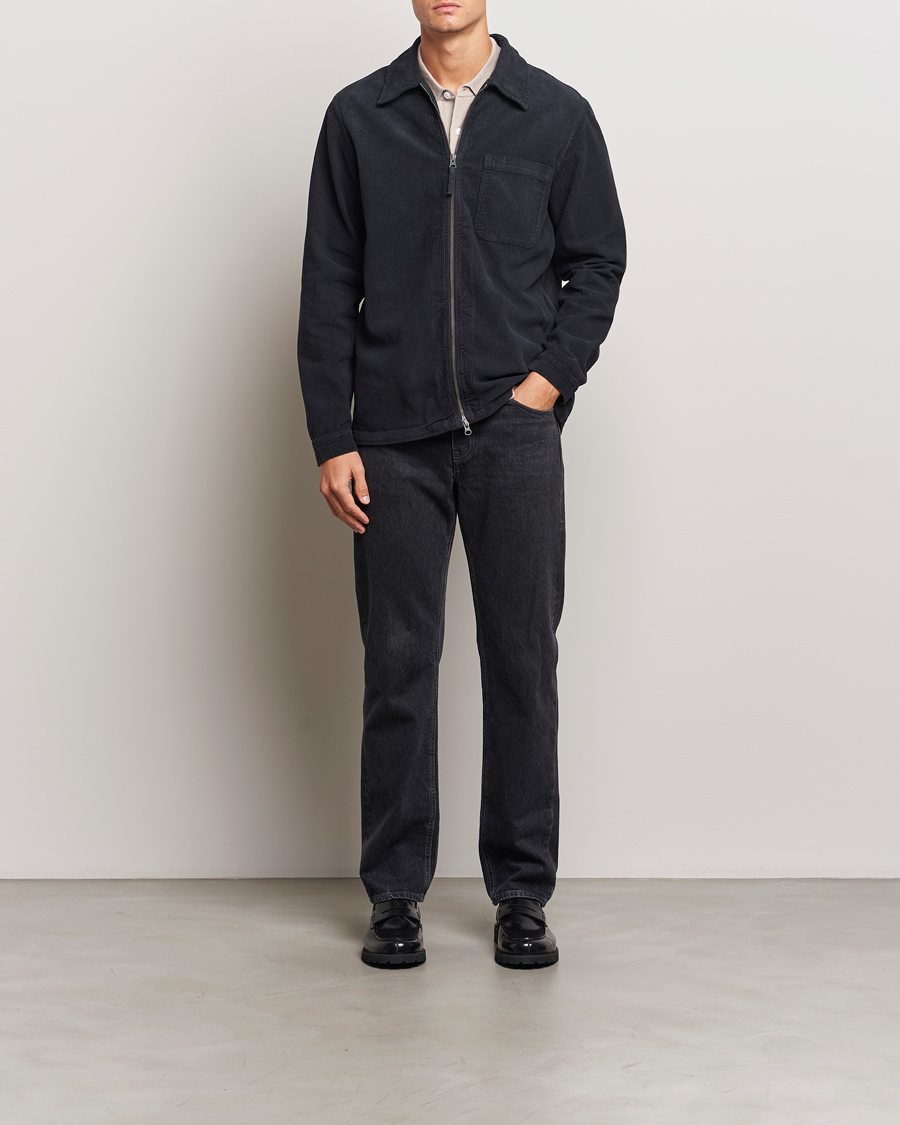Heren | Overhemden | A Day's March | Fraser Zip Corduroy Overshirt Black