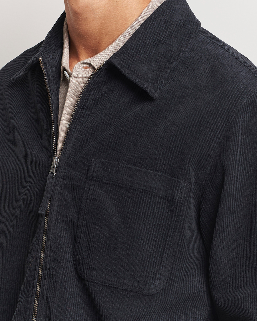 Heren | Overhemden | A Day's March | Fraser Zip Corduroy Overshirt Black