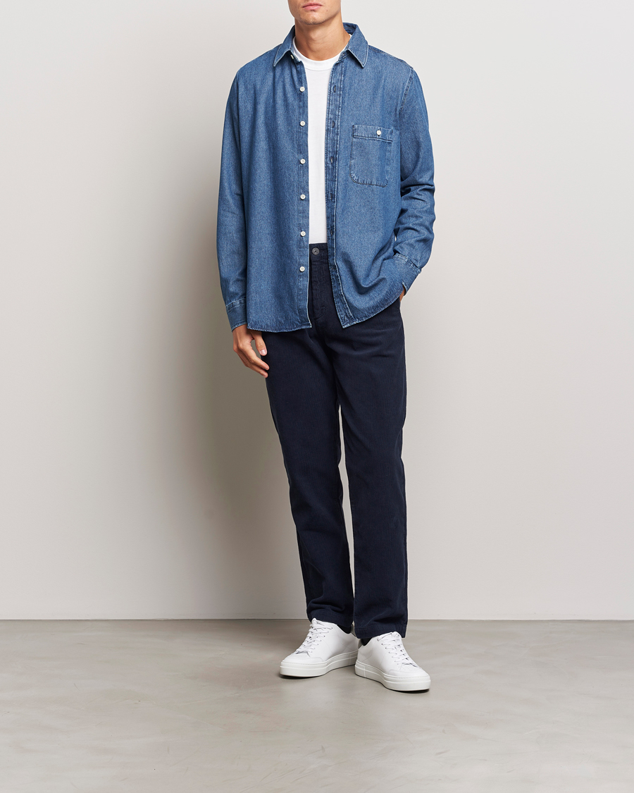 Heren | Broeken | A Day's March | Miller Corduroy Trousers Navy