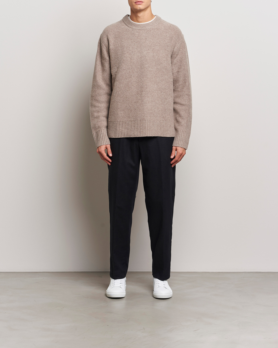 Heren | Truien | A Day's March | Tietar Boiled Merino Sweater Taupe Melange