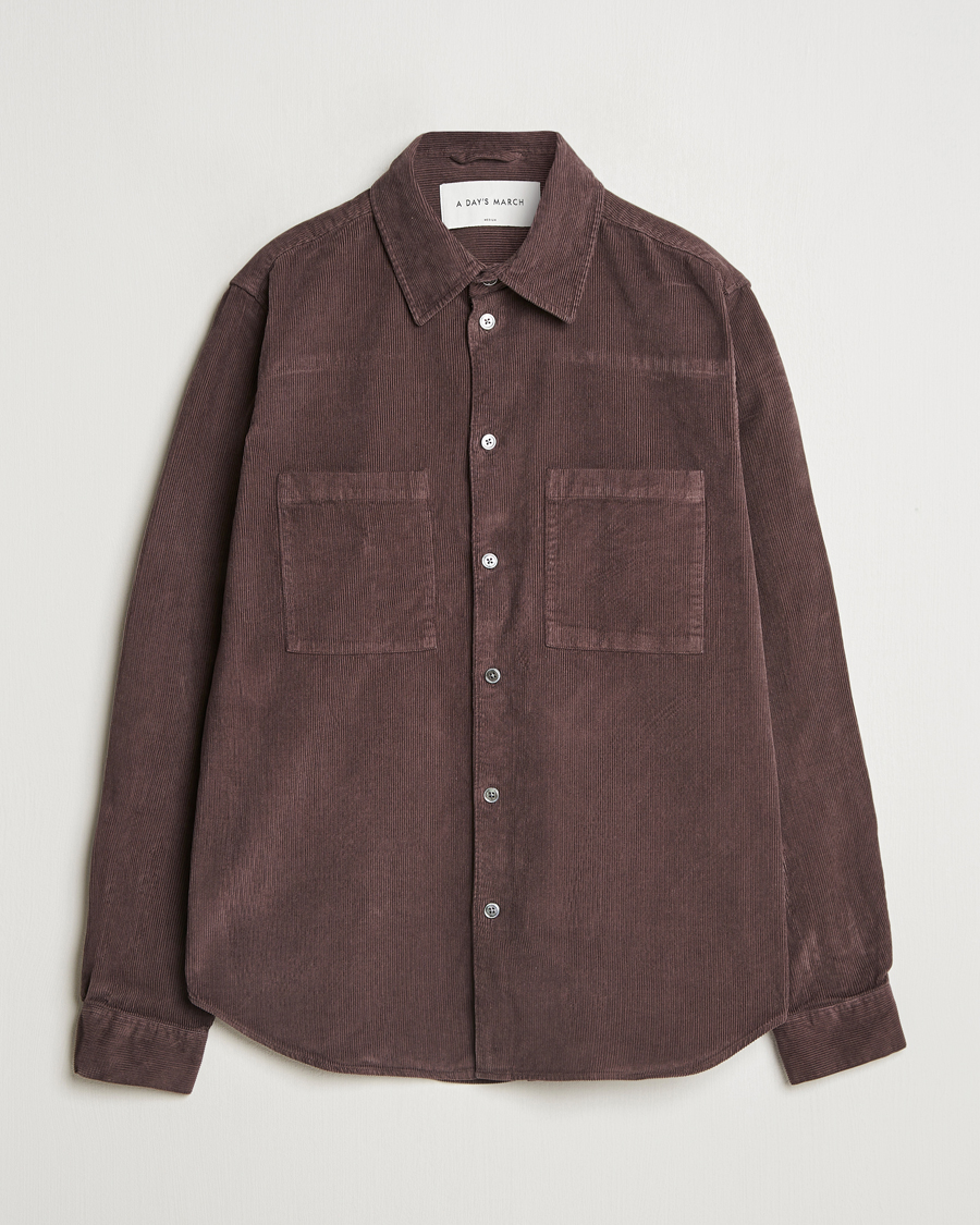 Heren | Overhemden | A Day's March | Denver Corduroy Shirt Chocolate
