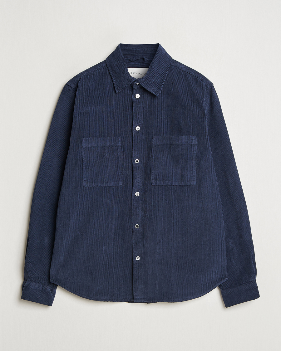 Heren | Overhemden | A Day's March | Denver Corduroy Shirt Navy