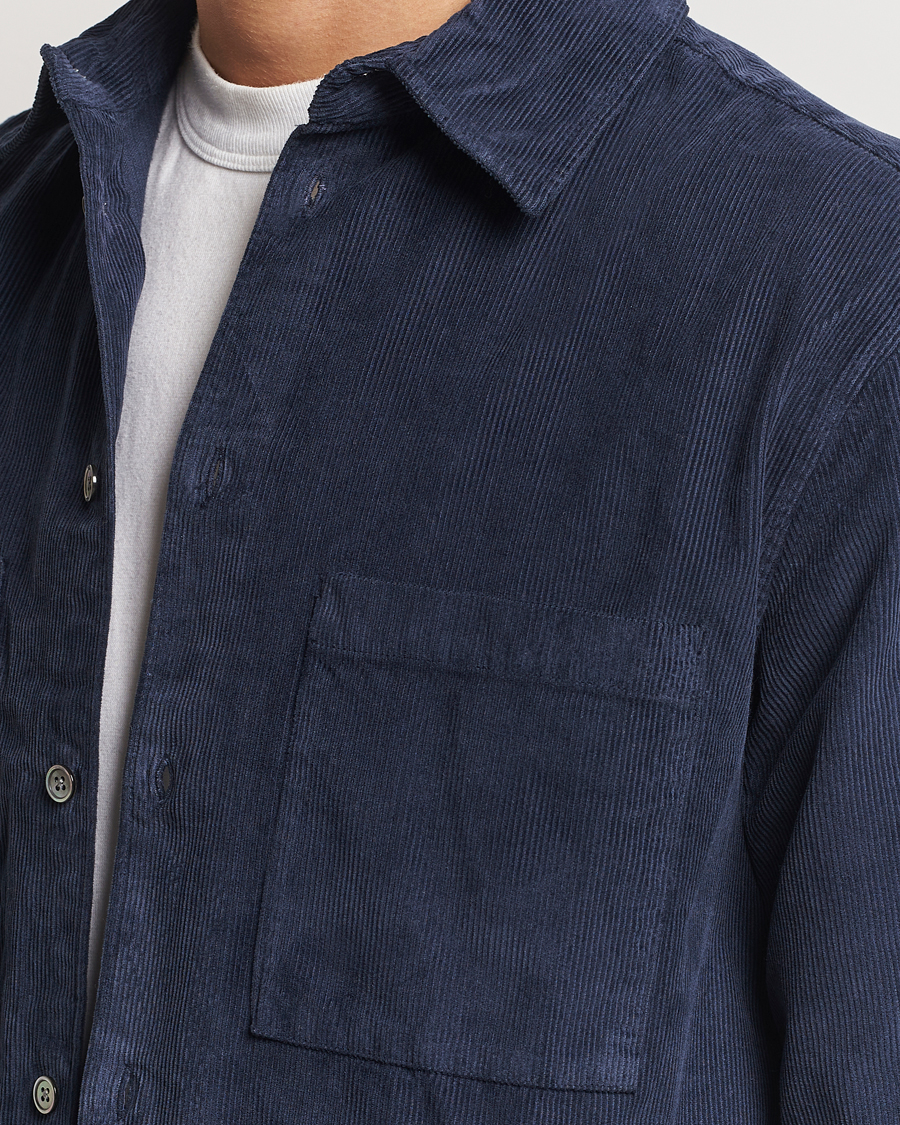 Heren | Overhemden | A Day's March | Denver Corduroy Shirt Navy