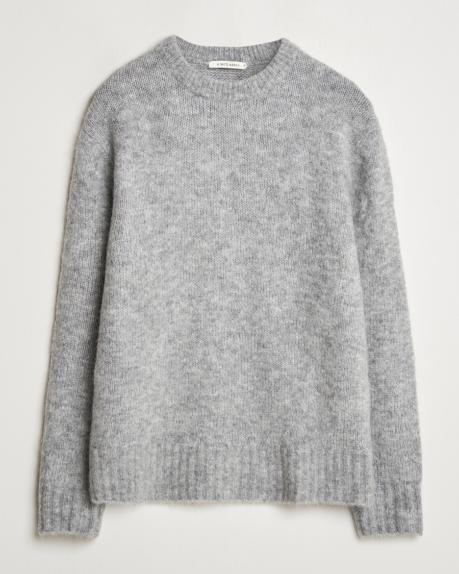 Heren | Truien | A Day's March | Tietar Mohair Sweater Grey Melange