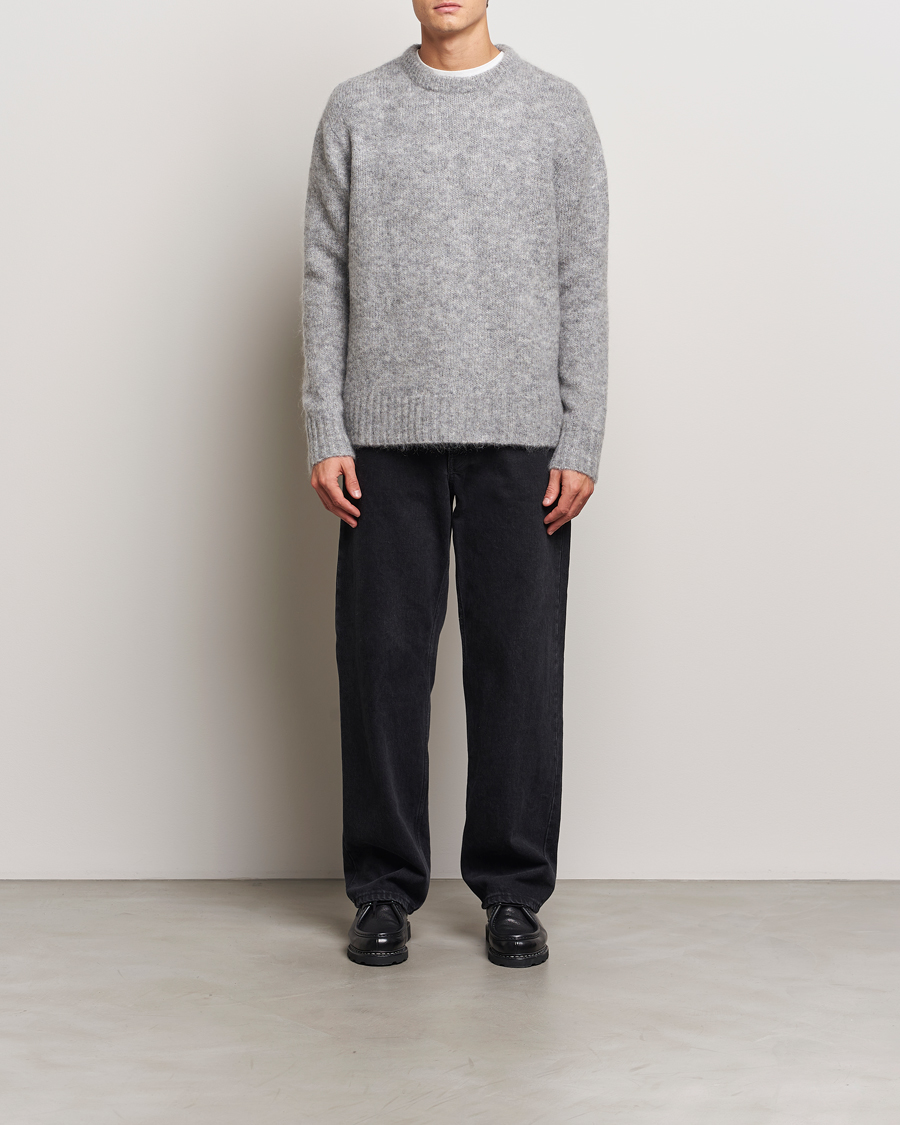 Heren | Truien | A Day's March | Tietar Mohair Sweater Grey Melange