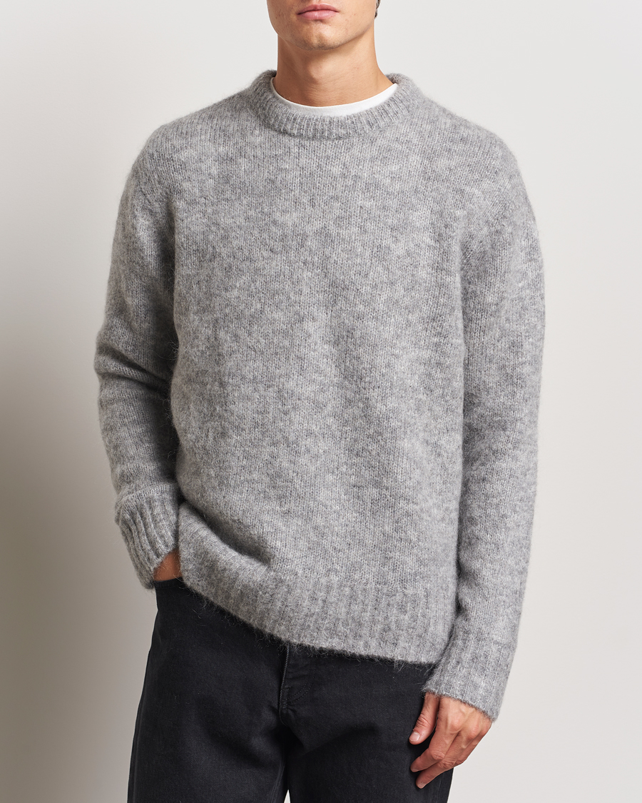 Heren | Truien | A Day's March | Tietar Mohair Sweater Grey Melange