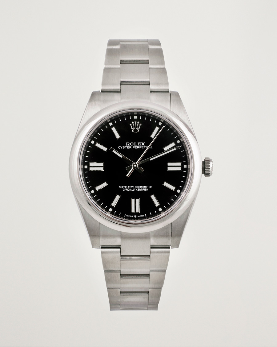 Heren | Rolex Pre-Owned Oyster Perpetual 124300 Black Silver | Rolex Pre-Owned | Oyster Perpetual 124300 Black Silver
