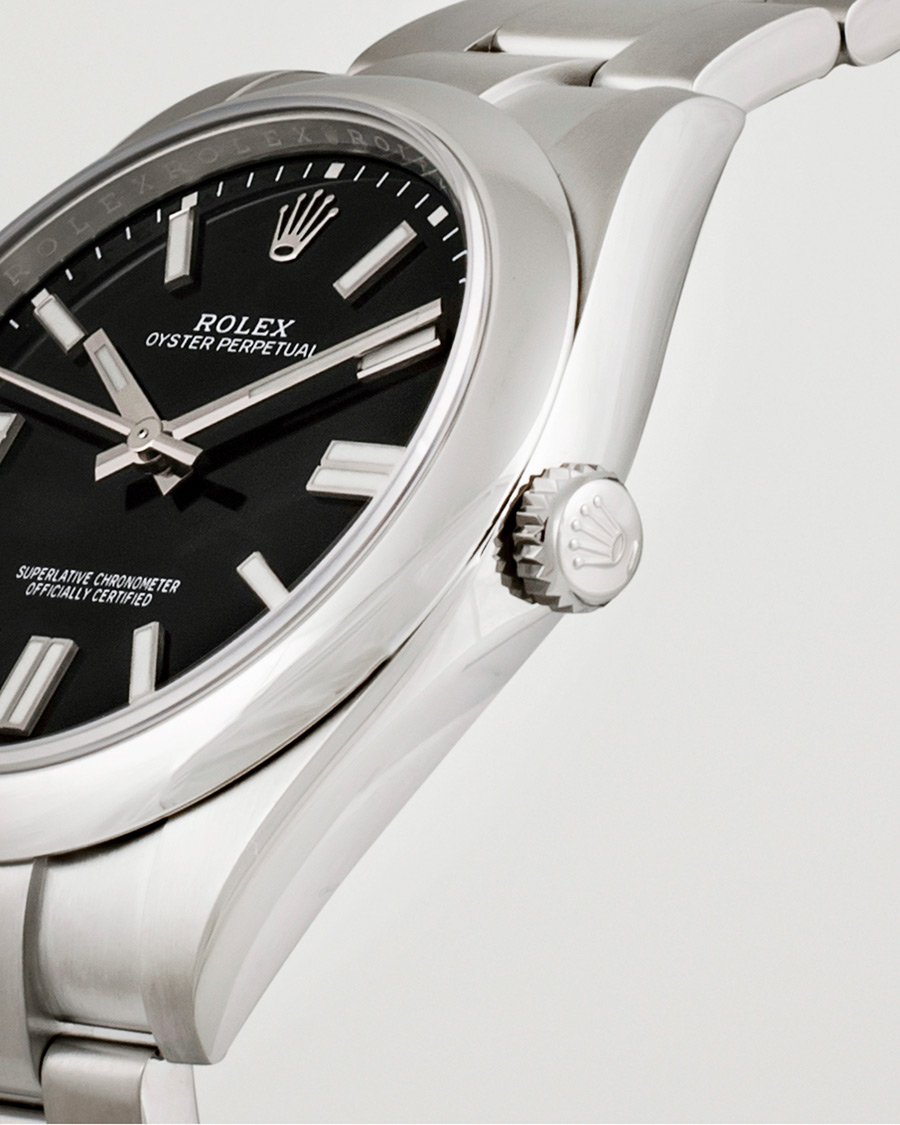 Heren | Rolex Pre-Owned Oyster Perpetual 124300 Black Silver | Rolex Pre-Owned | Oyster Perpetual 124300 Black Silver