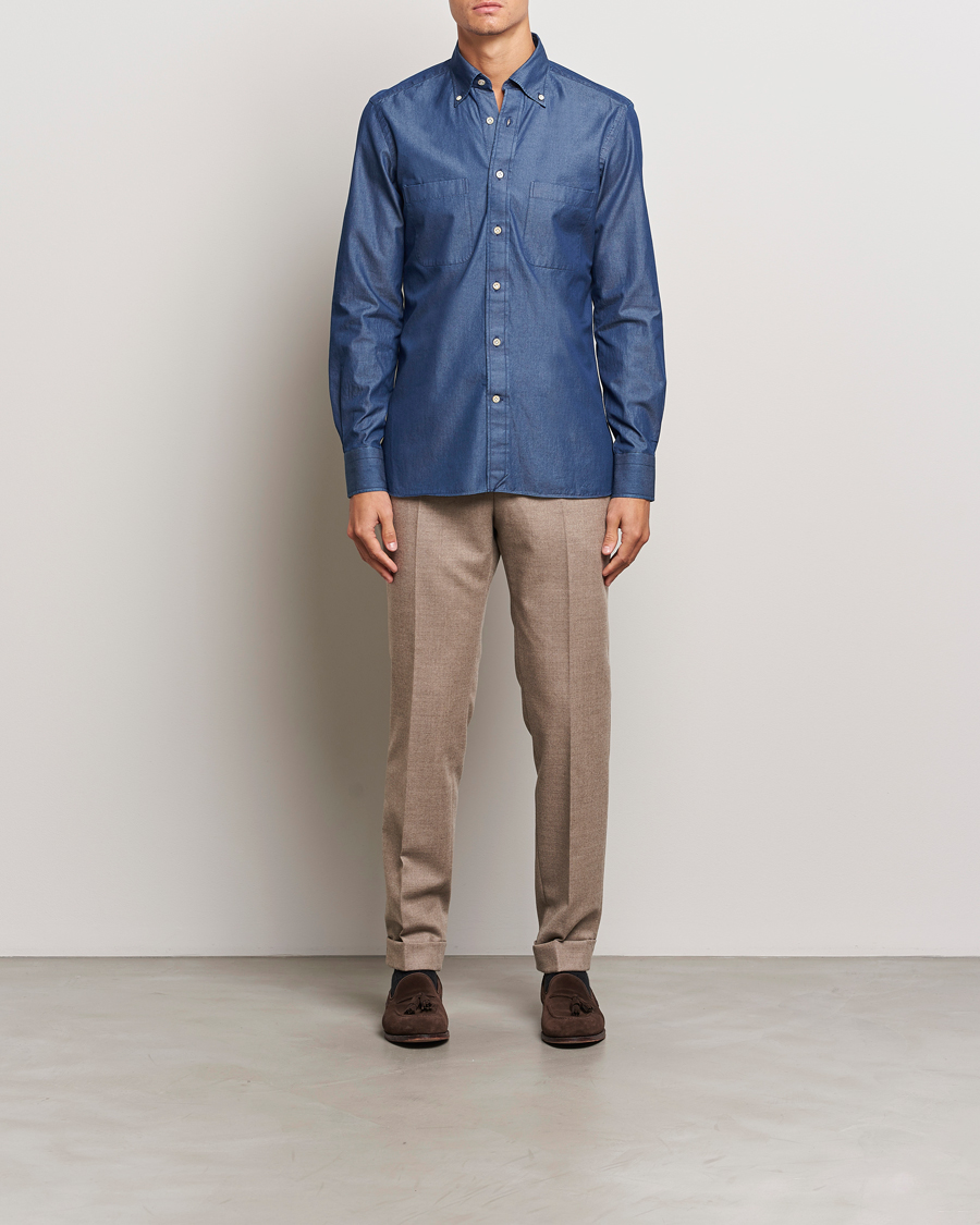 Heren | Overhemden | 100Hands | Beverly Bata Wash Denim Shirt Blue