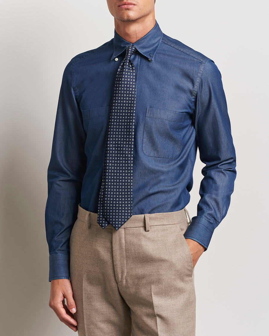 Heren | Overhemden | 100Hands | Beverly Bata Wash Denim Shirt Blue